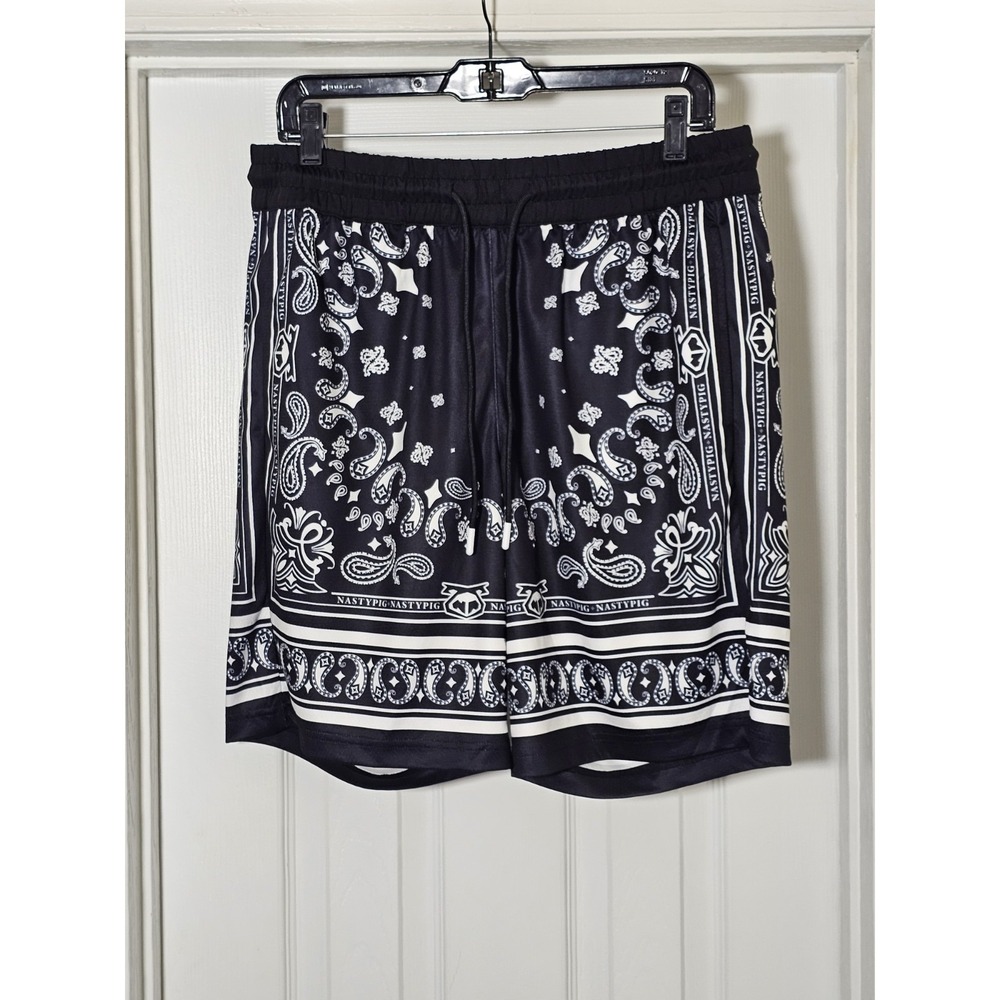 Nasty Pig Hank Classic Shorts Men's Size Large Black White Logo Paisley